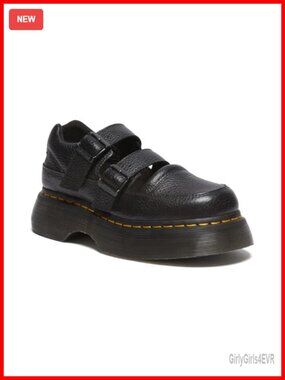 Milled Nappa Leather Mary Jane Flats with Platform Heel